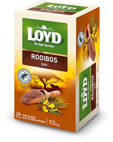 LOYD - Rooibos Tee Pur - 20 Einzelverpackte Teebeutel - Premium Qualität, Aromatischer & Originaler Rooibos Aus Afrika - Mild, Koffeinfrei, Ohne Bitterkeit, für Kinder, Schwangere, Stillende - 40g von LOYD