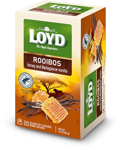 LOYD® Rooibos Tee mit Honig und Vanille | 20 Teebeutel 40g | Kräutertee |Rotbuschtee Mischung | Hochwertigen Teeblättern teebeute l Aufbrühen Express-Tee von LOYD