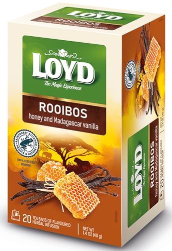 LOYD - Rooibos Tee Honig & Madagaskar Vanille - 20 Einzelverpackte Teebeutel - Premium Qualität, Aromatischer, Süß, mit Dezenten Vanillenote, Mild, Koffeinfrei, für Kinder, Schwangere, Stillende - 40g von LOYD