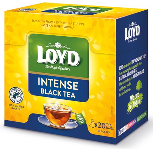 LOYD - Schwarzer Tee Intense Black - 20 Pyramidenbeutel - Premium Qualität, Hochwertiger Schwarzer Tee, Intensiver & Reicher Geschmack aus Besten Kenianischen Gärten, für Genießer - 40g von LOYD