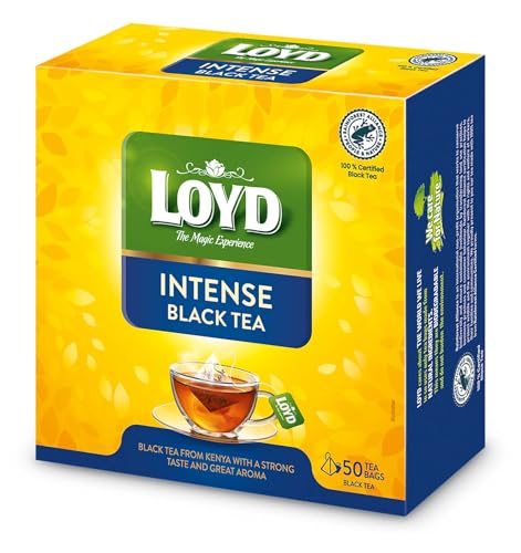 LOYD - Schwarzer Tee Intense Black - 50 Pyramidenbeutel - Premium Qualität, Hochwertiger Schwarzer Tee, Intensiver & Reicher Geschmack aus Besten Kenianischen Gärten, für Genießer - 100g von LOYD
