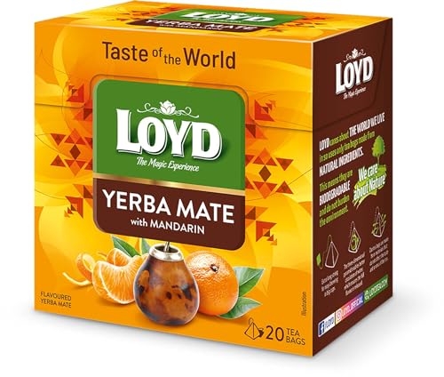 LOYD® Yerba Mate mit Mandarine | 20 Teebeutel 34g | Kräutertee | Glutenfrei | Laktosefrei | Reich an Vitaminen und Antioxidantien l Aufbrühen Express-Tee von LOYD