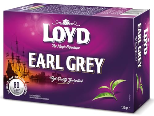LOYD - Earl Grey Tee - 80 Runde Teebeutel - Premium Qualität, Hochwertiger Schwarzer Tee mit Bergamotte, Weltbekannt & Erfrischender Schwarztee, Ideal für Jede Tageszeit - 120g LOYD - Earl Grey Tee - 80 Runde Teebeutel - Premium Qualität, Hochwertiger Schwarzer Tee mit Bergamotte, Weltbekannt & Erfrischender Schwarztee, Ideal für Jede Tageszeit - 120g von LOYD