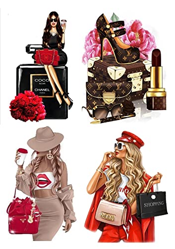 Frau Mädchen, Shopping & Einkaufen 4 Stück, Tortenaufleger Geburtstag, … Oblate Premium von LRSweetdesign