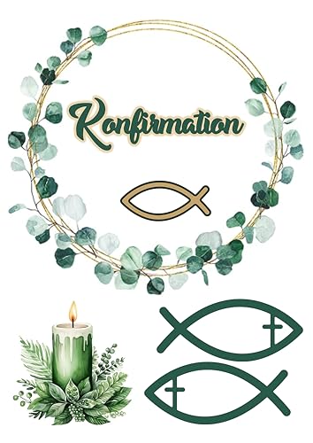 Konfirmation Fisch Tortenaufleger Obleten Premium von LRSweetdesign