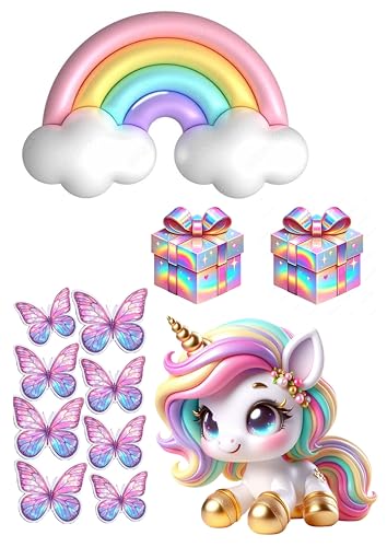 Regenbogen Einhorn Tortenaufleger Obleten Premium von LRSweetdesign