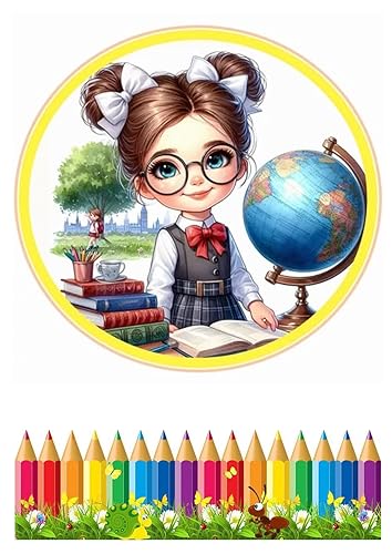 schule einschulung Mädchen Tortenaufleger 20cm Obleten Premium von LRSweetdesign