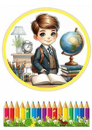 schule einschulung boy Tortenaufleger 20cm Obleten Premium von LRSweetdesign