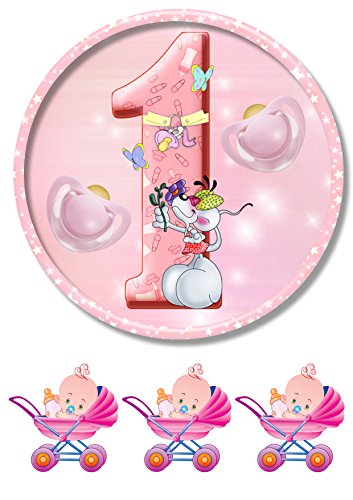 "Baby 1 Jahr rosa " Tortenaufleger,Geburtstag,Tortendeko von lrsweetdesign