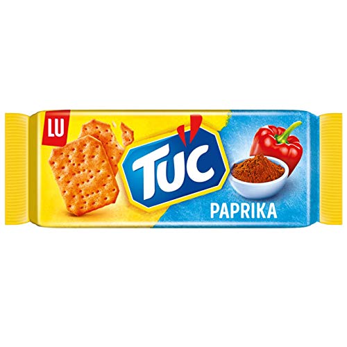 TUC Paprika 1 x 100g I Salzgebäck Einzelpackung I Knabbergebäck mit Paprika-Geschmack I Fein gesalzene Snack-Cracker von LU