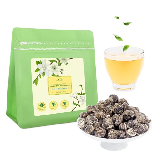 LWXLJMJZC-Jasmin-Drachenperlen-Tee Jasmine Pearls Green Tea Chinesischer grüner Tee mit Jasminblüten Lose Blätter Tee 100g von LWXLJMJZC