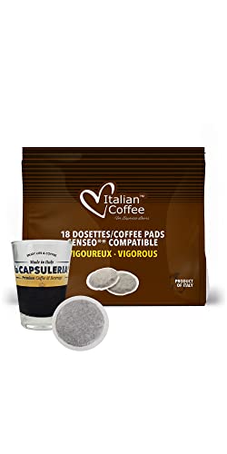 Kaffeepads VIGOROSO (10 Vorratspackungen x 18 Kaffeepads - tot. 180 pads) Geeignet für Senseo Maschinen, starker, intensiver Kaffee von La Capsuleria