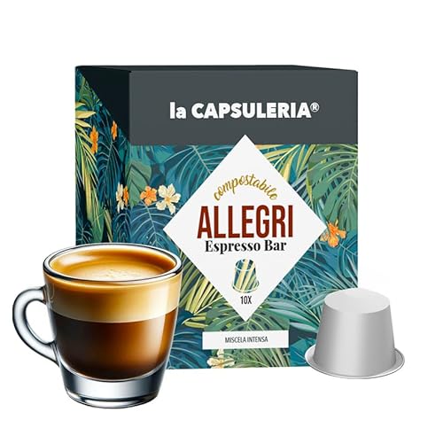 Kaffee ALLEGRI espresso bar (80 kompostierbar Kapseln) kompatibel mit Nepresso, Lot de 8 x 10 Capsules (80 portions tot) - la Capsuleria von La Capsuleria