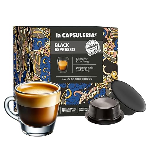 Kaffee BLACK, stark (128 Kapseln) kompatibel mit Lavazza A Modo Mio, 8er Pack, 8x16 Kapseln (128 Portionen) - La Capsuleria von La Capsuleria