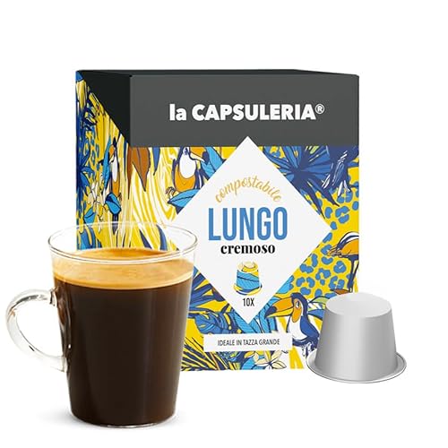 Kaffee LUNGO CREMOSO (80 kompostierbar Kapseln) kompatibel mit Nepresso, Lot de 8 x 10 Capsules (80 portions tot) - la Capsuleria von La Capsuleria