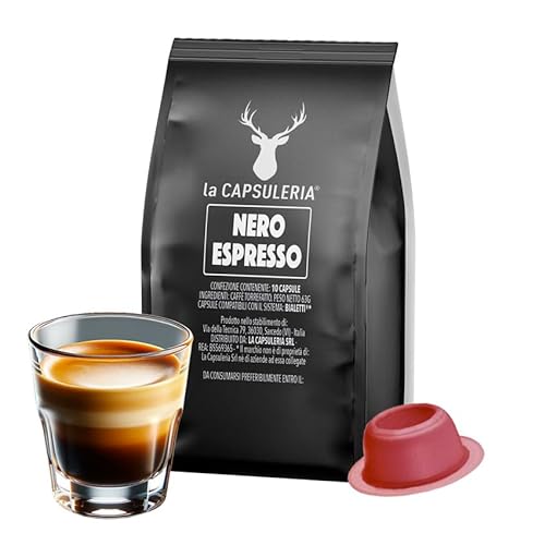Kaffee NERO, stark (80 Kapseln) kompatibel mit Bialetti - (La Capsuleria) von La Capsuleria