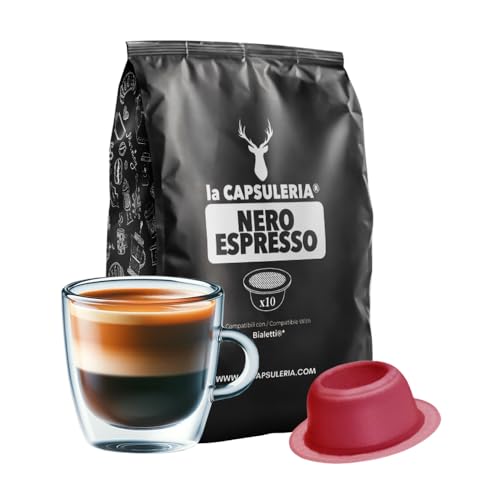 Kaffee NERO, stark (80 Kapseln) kompatibel mit Bialetti - (La Capsuleria) von La Capsuleria