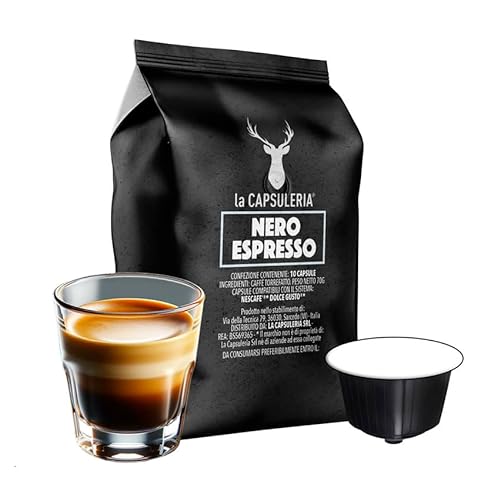 Kaffee NERO, stark (80 Kapseln) kompatibel mit Nescafé Dolce Gusto, 8er Pack, 8x10 Kapseln (80 Portionen) - (La Capsuleria) von La Capsuleria