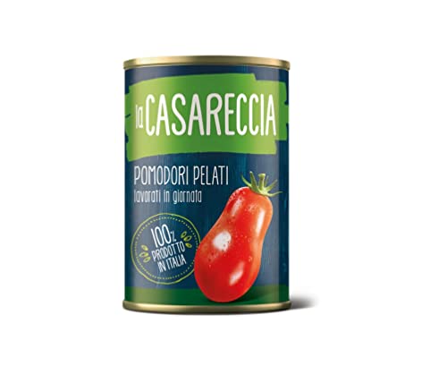 12x La Casareccia Pomodori Pelati Interi Ganze geschälte Tomaten in Tomatensaft 100% in Italien hergestellt 400g Dose von La Casareccia
