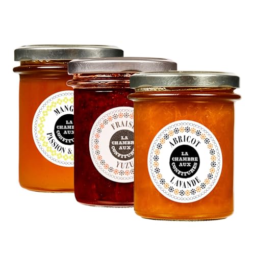 La Chambre aux Confitures, Probierpaket - Frühstück in Paris, Marmelade, Mango-Passionsfrucht mit Vanille, Erdbeere-Yuzu, Aprikosen-Lavendel, aus Frankreich, 3 x 200 g La Chambre aux Confitures, Probierpaket - Frühstück in Paris, Marmelade, Mango-Passionsfrucht mit Vanille, Erdbeere-Yuzu, Aprikosen-Lavendel, aus Frankreich, 3 x 200 g von La Chambre aux Confitures