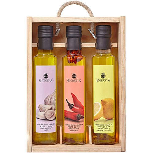 La Chinata Natives Olivenöl mit Zitronenschalen, mit Chilli und mit Knoblauch - 3x250ml. von La Chinata