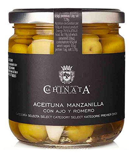 Manzanilla“ Oliven mit Knoblauch & Rosmarin - La Chinata Manzanilla“ Oliven mit Knoblauch & Rosmarin - La Chinata von La Chinata