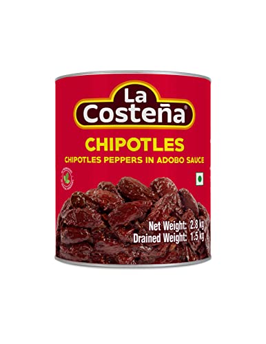La Costena Chipotle Chili ganz | 2800gr | Mexikanische Küche | Urgestein der mexikanischen Küche | Durch Räuchern getrocknet | in Adobo-Soße eigelegt | Pikant | Hervorragender Geschmack von La Costeña