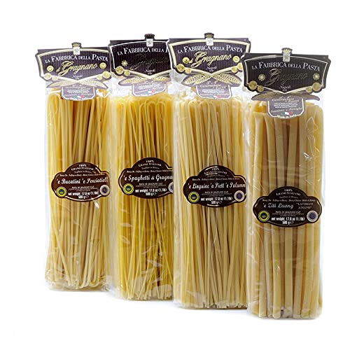 Gragnano GGA lange Nudeln set - Bucatini, Linguine, Spaghetti, Ziti 500gr x 4 von La Fabbrica della Pasta di Gragnano