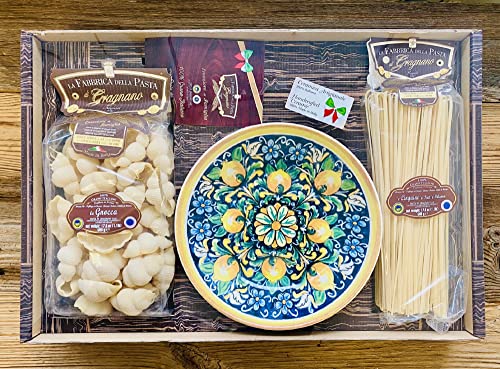 La Fabbrica della Pasta di Gragnano Italien Nudel Geschenkset mit Pastateller, Linguine, Gnocca und Kochbuch von La Fabbrica della Pasta di Gragnano