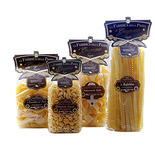 Minipack Pasta di Gragnano - Calamarata, Pennoni, Mafaldine, Gnocchetti Rigati 500gr x 4 von La Fabbrica della Pasta di Gragnano