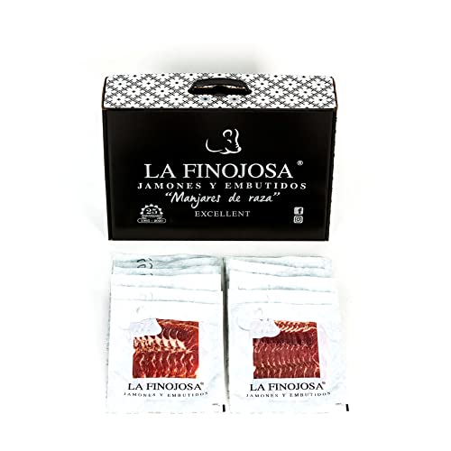 La Finojosa - Serrano Schinken Gran Reserva im Pack und In Scheiben - 20 Packungen mit je 100 g - Mindestens 24 Monate Reifezeit - Schinkenkeule - Süßer, Leicht Salziger Geschmack La Finojosa - Serrano Schinken Gran Reserva im Pack und In Scheiben - 20 Packungen mit je 100 g - Mindestens 24 Monate Reifezeit - Schinkenkeule - Süßer, Leicht Salziger Geschmack von La Finojosa