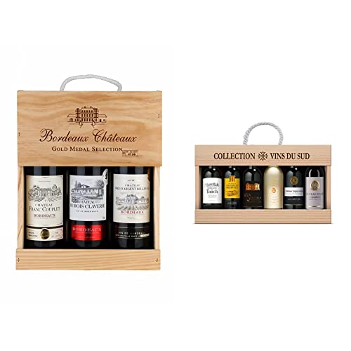 Wein Geschenk Selection Bordeaux (3 x 0.75 l) & Wein Geschenk Collection Südfrankreich - Wein Set Rotwein und Weißwein aus Südfrankreich (6 x 0.375 l) von La Grande Vinothèque