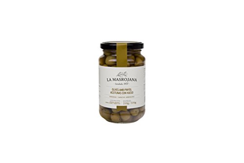 Grüne Arbequina-Oliven mit Stein 220 g Glas von La Masrojana
