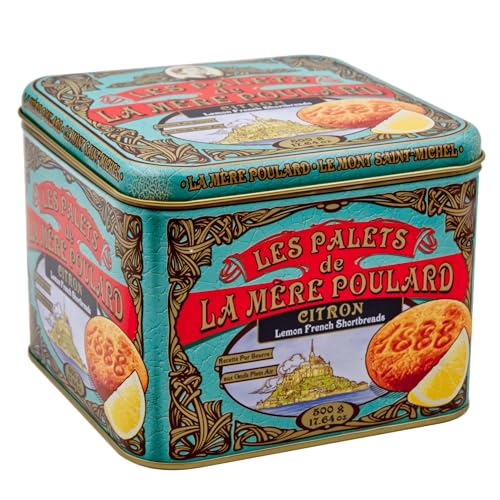 Les Palets Citron de La Mère Poulard, französisches Gebäck mit Zitrone in Schmuckdose, 500g von La Mère Poulard