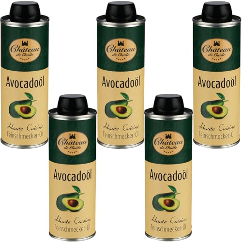 Château de l'huile Avocadoöl – 250 ml, 5er Pack - Kaltgepresst, 100% Natives Avocado-Öl, Nussig-Cremiges Aroma, Ideal für Braten, Salate, Bowls und Dips Château de l'huile Avocadoöl – 250 ml, 5er Pack - Kaltgepresst, 100% Natives Avocado-Öl, Nussig-Cremiges Aroma, Ideal für Braten, Salate, Bowls und Dips von La Monegasque