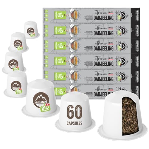 Darjeeling BIO-Tee | La Natura Lifestyle by Tpresso® | 100% Industriell kompostierbar | Umweltfreundlich | 60 Kapseln für Nespresso® Kapselmaschinen von La Natura LIFESTYLE