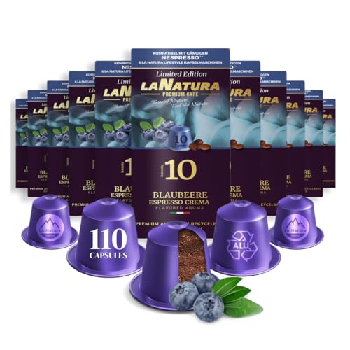 Kaffee Blaubeere Espresso Crema Premium Aromatisierter 110 Aluminium Kaffeekapseln | 100% Recycelbar | La Natura Lifestyle von La Natura LIFESTYLE