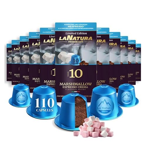 Kaffee Marshmallow Espresso Crema Premium Aromatisierter 110 Aluminium Kaffeekapseln | 100% Recycelbar | La Natura Lifestyle von La Natura LIFESTYLE