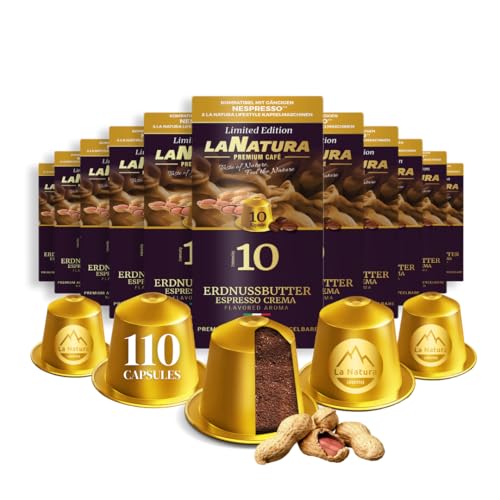 Kaffeekapseln Erdnussbutter Espresso Crema Premium Aromatisierter 110 Aluminium Kaffeekapseln | 100% Recycelbar | La Natura Lifestyle von La Natura LIFESTYLE