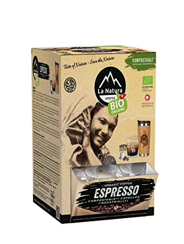 La Natura Lifestyle XXL BOX BIO KAFFEE ESPRESSO | 100 Kaffeekapseln für Nespresso®³ Kapselmaschinen |100% Industriell Kompostierbare² Kaffeekapseln | Umweltfreundlich von La Natura LIFESTYLE