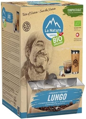 La Natura Lifestyle XXL BOX BIO KAFFEE LUNGO | 100 Kaffeekapseln für Nespresso®³ Kapselmaschinen |100% Industriell Kompostierbare² Kaffeekapseln | Umweltfreundlich von La Natura LIFESTYLE