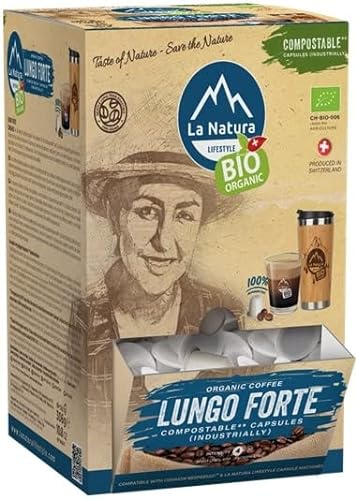La Natura Lifestyle XXL BOX BIO KAFFEE LUNGO FORTE | 100 Kaffeekapseln für Nespresso®³ Kapselmaschinen |100% Industriell Kompostierbare² Kaffeekapseln | Umweltfreundlich von La Natura LIFESTYLE