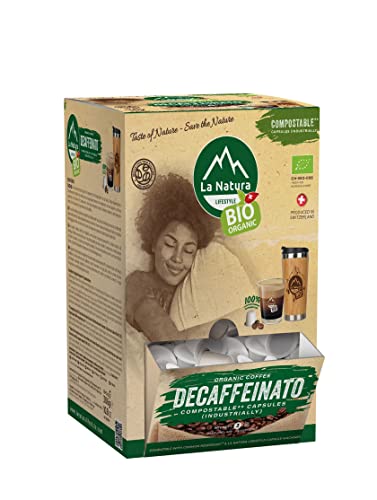 La Natura Lifestyle XXL BOX BIO KAFFEE DECAFFEINATO | 100 Kaffeekapseln für Nespresso®³ Kapselmaschinen |100% Industriell Kompostierbare² Kaffeekapseln | Umweltfreundlich von La Natura LIFESTYLE