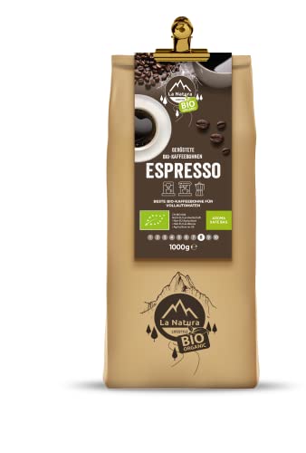 La Natura Lifestyle BIO KAFFEEBOHNEN 1kg (1000g) | ESPRESSO BIO Bohnenkaffee | GANZE BOHNEN | Arabica & Robusta | Vollautomaten & Siebträgermaschinen | von La Natura LIFESTYLE