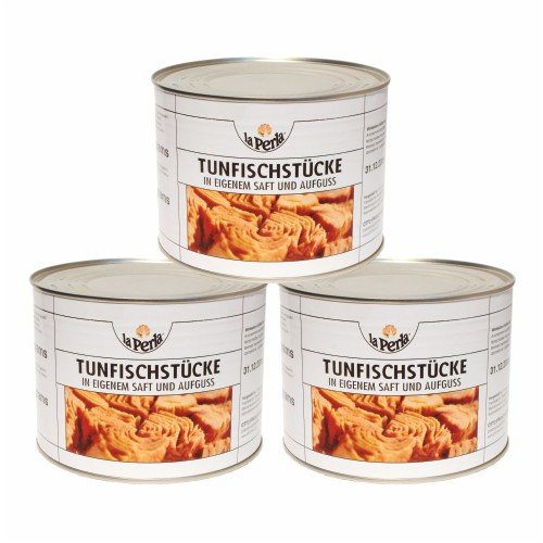 3x Thunfisch La Perla 'Thunfischstücke in eigenem Saft und Aufguss', 1705 g von La Perla