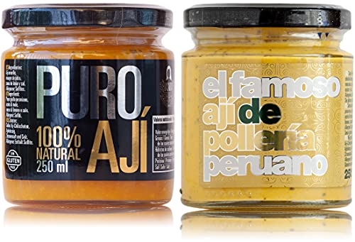 Ají amarillo —gelbe Aji-Chilischoten— und Ají de Pollería, würzige Sauce für Brathähnchen | Sparpaket | 100% natürlich | Keine Zusatzstoffe oder Konservierungsstoffe | Glutenfreie | Vegan Ají amarillo —gelbe Aji-Chilischoten— und Ají de Pollería, würzige Sauce für Brathähnchen | Sparpaket | 100% natürlich | Keine Zusatzstoffe oder Konservierungsstoffe | Glutenfreie | Vegan von La Sarita