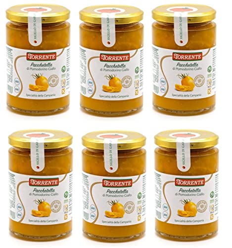 6x La Torrente Pacchetella di Pomodorino Giallo Gelbe Tomate Kampanien Spezialität 100% italienische Tomate Glaspackung 340g von La Torrente