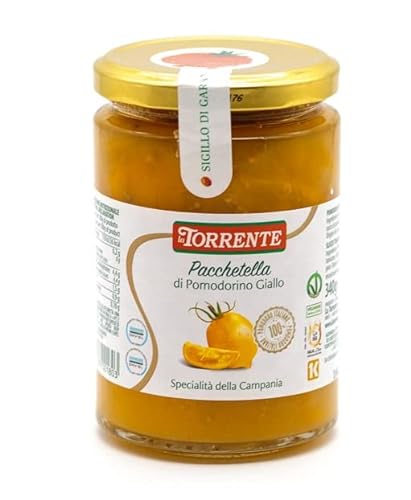 La Torrente Pacchetella di Pomodorino Giallo Gelbe Tomate Kampanien Spezialität 100% italienische Tomate Glaspackung 340g von La Torrente