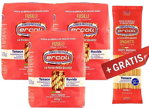 La Valle Angebot Vorrat Handwerkliche italienische Penne Tortiglioni oder Fusilli, Bronze Nudel 100% Hartweizengrieß, langsame Trocknung… (Fusilli, 3x500gr) von La Valle