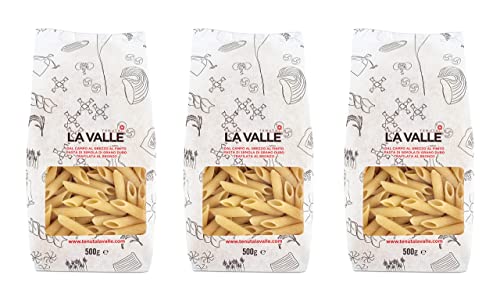 La Valle Angebot Vorrat Handwerkliche italienische Penne Tortiglioni oder Fusilli, Bronze Nudel 100% Italienische Hartweizengrieß, langsame Trocknung… (Penne, 3x500gr) von La Valle